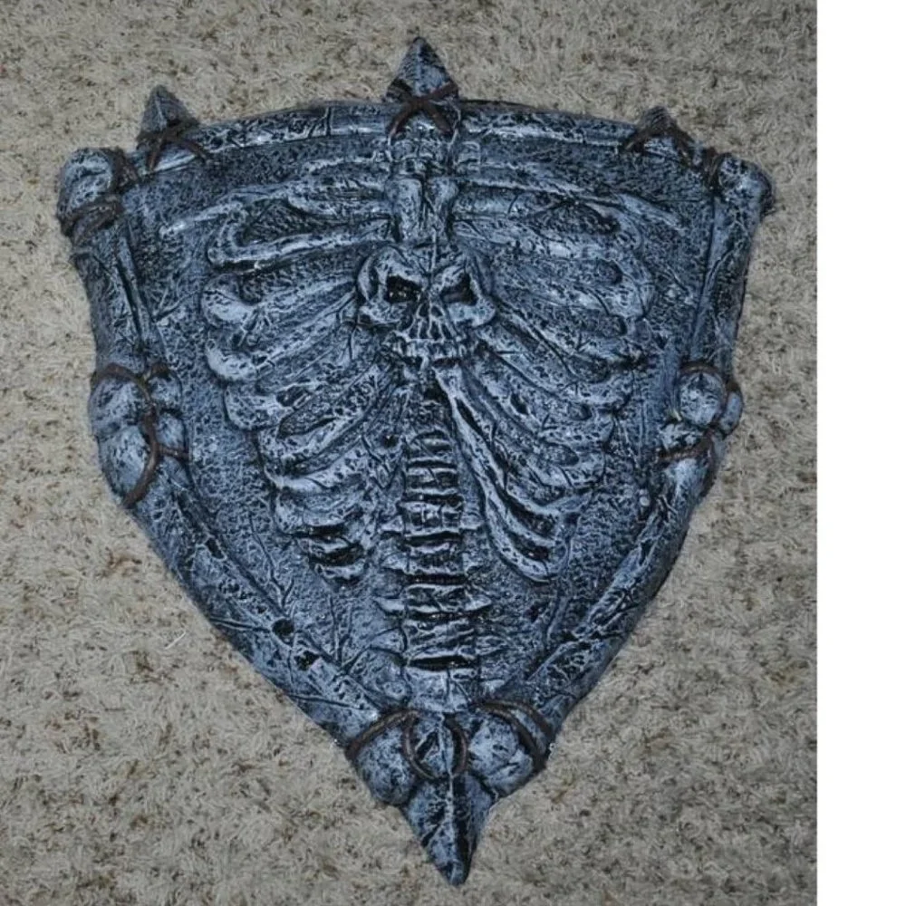 Skull Warrior Halloween Costume 5/7 Gray Shield, Helmet 5 Pc Deluxe Boys